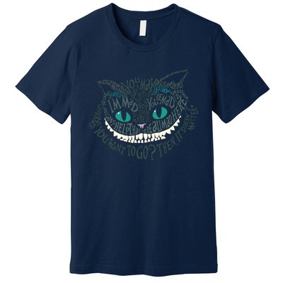 Cheshire Alice Cat We're All Mad Here Wonderland Premium T-Shirt