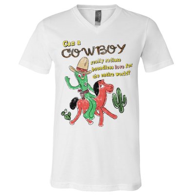 Can A Cowboy Really Radiate Boundless Love For The Entire World V-Neck T-Shirt