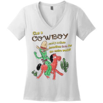Can A Cowboy Really Radiate Boundless Love For The Entire World Women's V-Neck T-Shirt