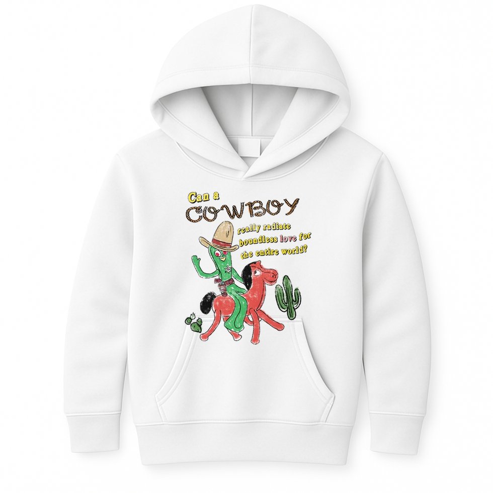 Can A Cowboy Really Radiate Boundless Love For The Entire World Kids Hoodie