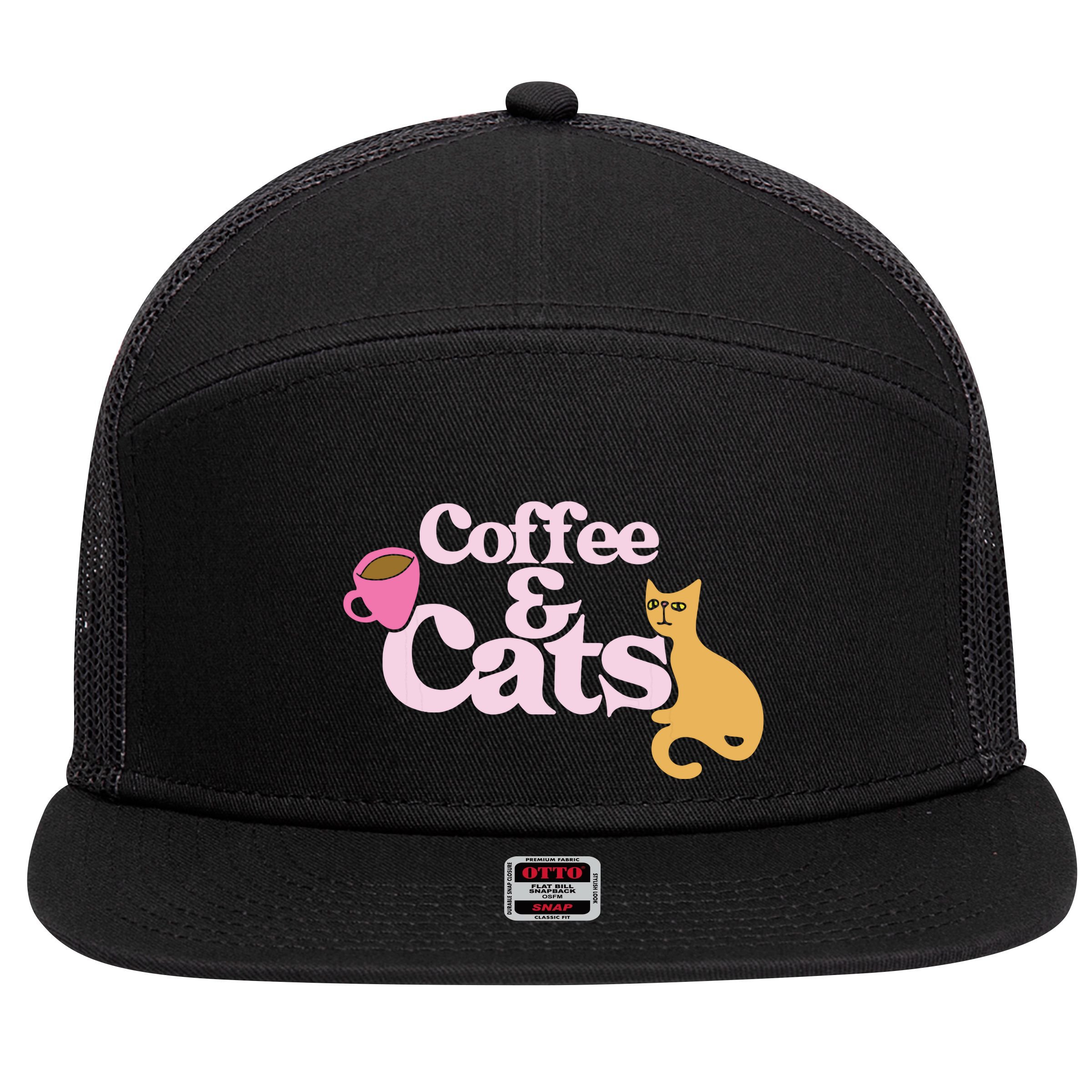 Coffee And Cats |Cat Lovers I Love Coffee Tee 7 Panel Mesh Trucker Snapback Hat
