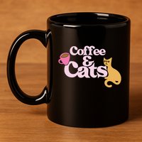 Coffee And Cats |Cat Lovers I Love Coffee Tee 11oz C Handle Ceramic Mug