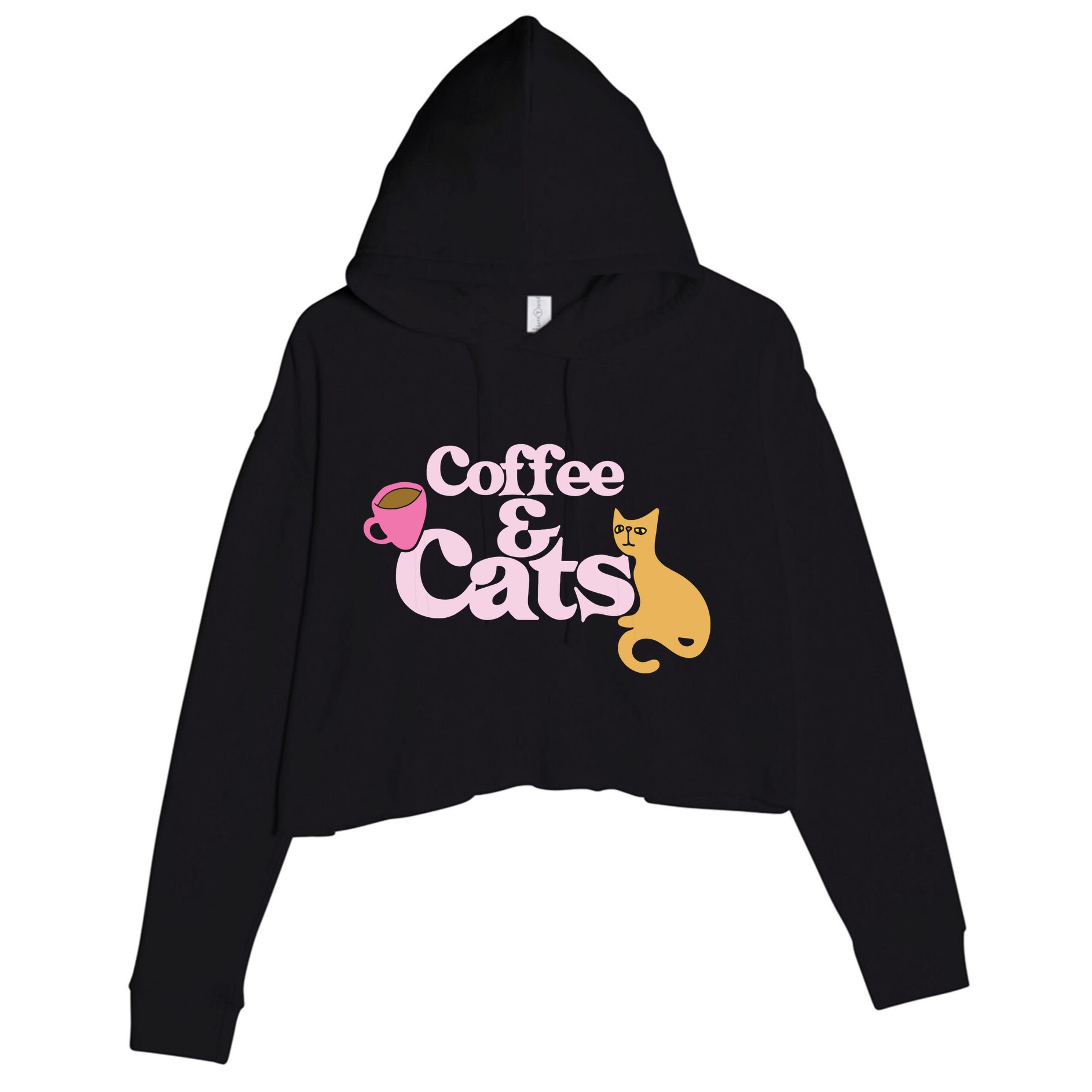 Coffee And Cats |Cat Lovers I Love Coffee Tee Crop Fleece Hoodie