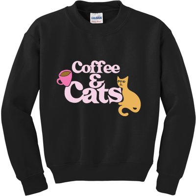Coffee And Cats |Cat Lovers I Love Coffee Tee Kids Sweatshirt