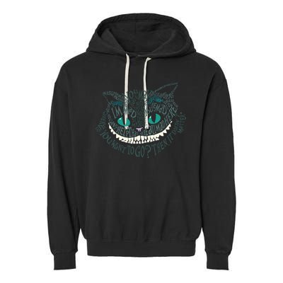 Cheshire Alice Cat We're All Mad Here Wonderland Garment-Dyed Fleece Hoodie