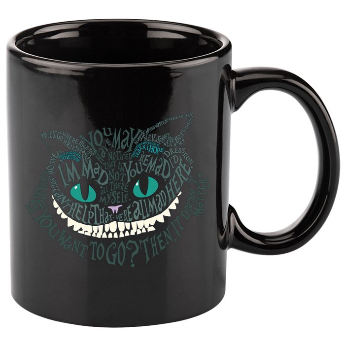 Cheshire Alice Cat We're All Mad Here Wonderland 11oz C Handle Ceramic Mug