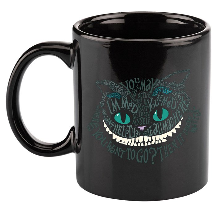 Cheshire Alice Cat We're All Mad Here Wonderland 11oz C Handle Ceramic Mug