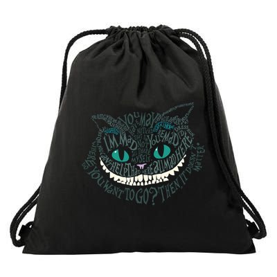 Cheshire Alice Cat We're All Mad Here Wonderland Drawstring Bag