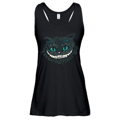 Cheshire Alice Cat We're All Mad Here Wonderland Ladies Essential Flowy Tank