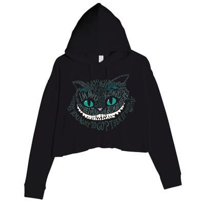 Cheshire Alice Cat We're All Mad Here Wonderland Crop Fleece Hoodie