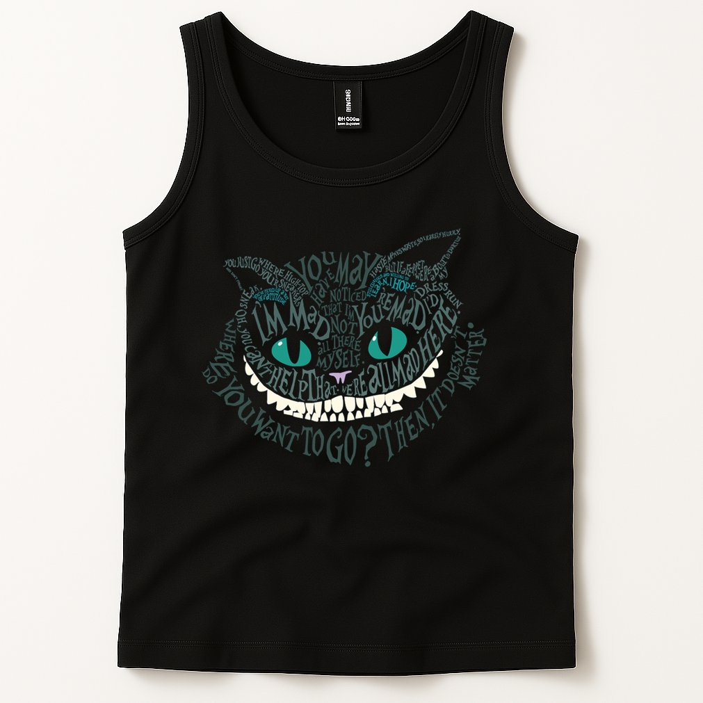 Cheshire Alice Cat We're All Mad Here Wonderland Tank Top