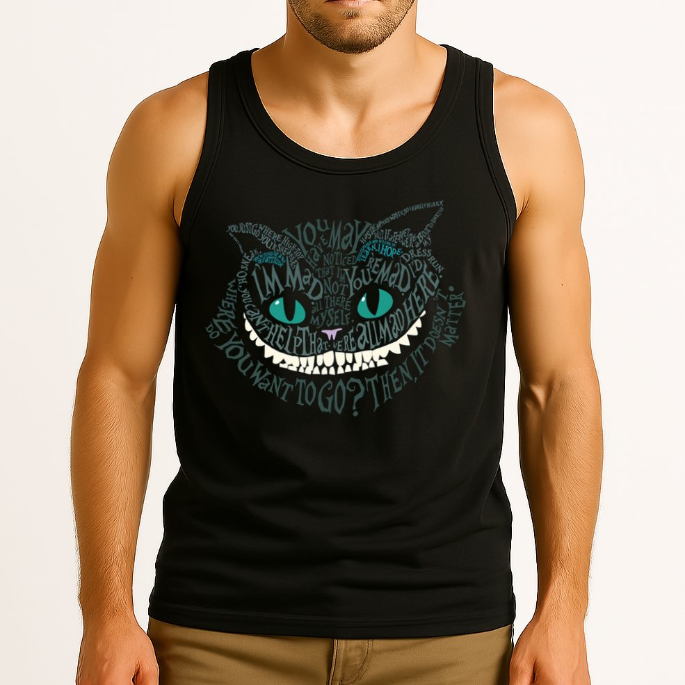 Cheshire Alice Cat We're All Mad Here Wonderland Tank Top