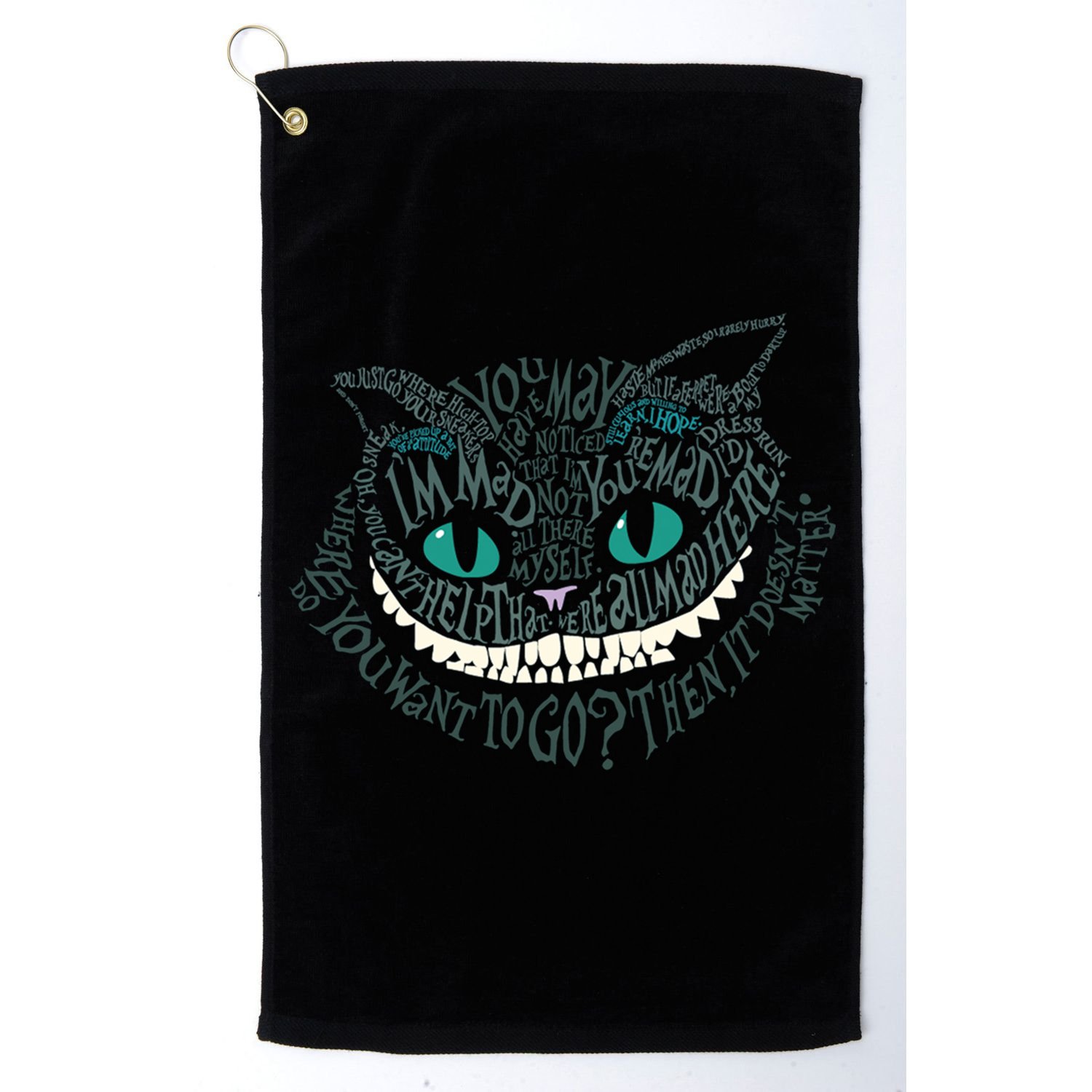 Cheshire Alice Cat We're All Mad Here Wonderland Golf Towel