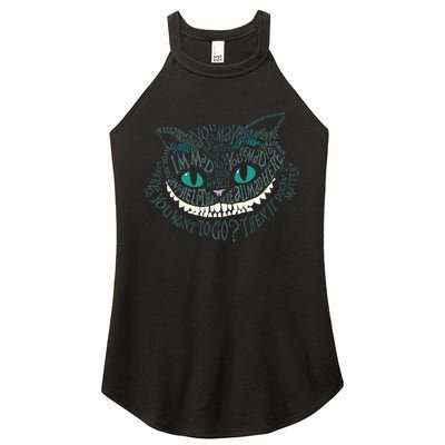 Cheshire Alice Cat We're All Mad Here Wonderland Women's Perfect Tri Rocker Tank