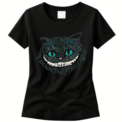 Cheshire Alice Cat We're All Mad Here Wonderland Womens T-Shirt