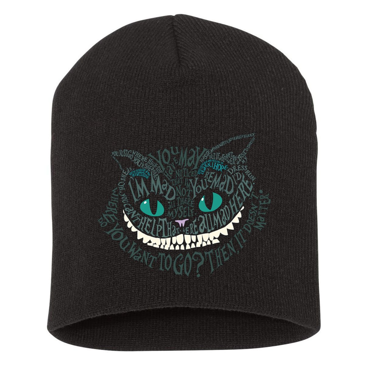 Cheshire Alice Cat We're All Mad Here Wonderland Short Acrylic Beanie