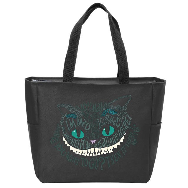 Cheshire Alice Cat We're All Mad Here Wonderland Zip Tote Bag