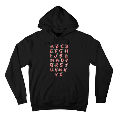 Christmas Alphabet Candy Cane Xmas Holiday Teacher Hoodie