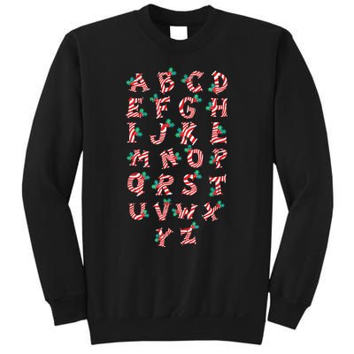 Christmas Alphabet Candy Cane Xmas Holiday Teacher Sweatshirt