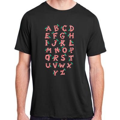 Christmas Alphabet Candy Cane Xmas Holiday Teacher Adult ChromaSoft Performance T-Shirt