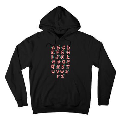 Christmas Alphabet Candy Cane Xmas Holiday Teacher Tall Hoodie