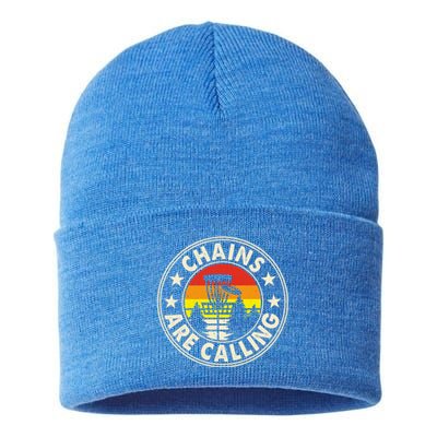 Chains Are Calling Disc Golf Frisbee Player Funny Gift Sustainable Knit Beanie