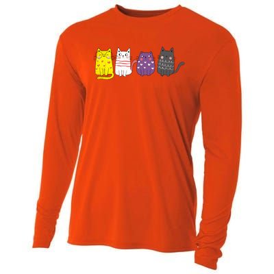 Cute Animal Cat Gift Non Binary Pride Agender Non Binary Cooling Performance Long Sleeve Crew