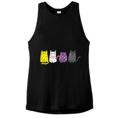 Cute Animal Cat Gift Non Binary Pride Agender Non Binary Ladies PosiCharge Tri-Blend Wicking Tank