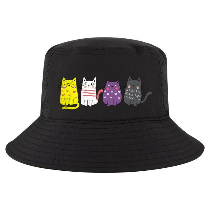 Cute Animal Cat Gift Non Binary Pride Agender Non Binary Cool Comfort Performance Bucket Hat