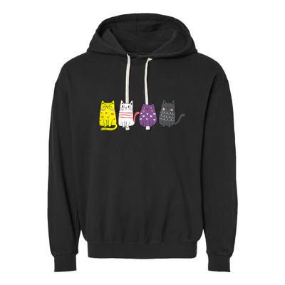 Cute Animal Cat Gift Non Binary Pride Agender Non Binary Garment-Dyed Fleece Hoodie