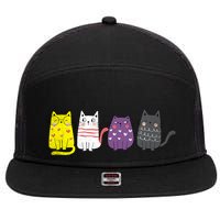 Cute Animal Cat Gift Non Binary Pride Agender Non Binary 7 Panel Mesh Trucker Snapback Hat