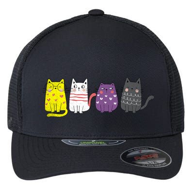Cute Animal Cat Gift Non Binary Pride Agender Non Binary Flexfit Unipanel Trucker Cap