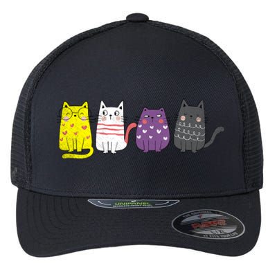 Cute Animal Cat Gift Non Binary Pride Agender Non Binary Flexfit Unipanel Trucker Cap