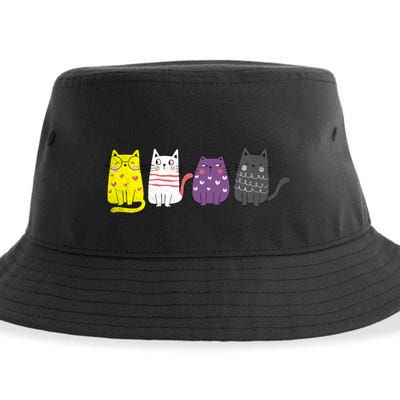 Cute Animal Cat Gift Non Binary Pride Agender Non Binary Sustainable Bucket Hat