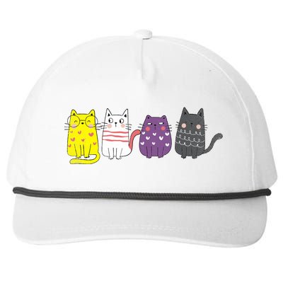 Cute Animal Cat Gift Non Binary Pride Agender Non Binary Snapback Five-Panel Rope Hat