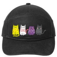 Cute Animal Cat Gift Non Binary Pride Agender Non Binary 7-Panel Snapback Hat