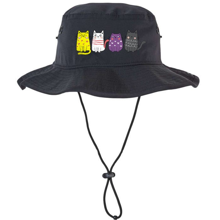 Cute Animal Cat Gift Non Binary Pride Agender Non Binary Bucket Hat