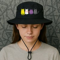 Cute Animal Cat Gift Non Binary Pride Agender Non Binary Bucket Hat