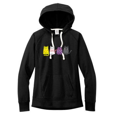 Cute Animal Cat Gift Non Binary Pride Agender Non Binary Women's Fleece Hoodie