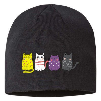 Cute Animal Cat Gift Non Binary Pride Agender Non Binary Sustainable Beanie