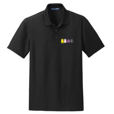 Cute Animal Cat Gift Non Binary Pride Agender Non Binary Dry Zone Grid Polo