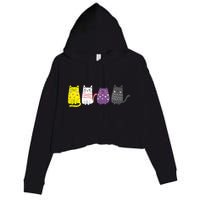 Cute Animal Cat Gift Non Binary Pride Agender Non Binary Crop Fleece Hoodie