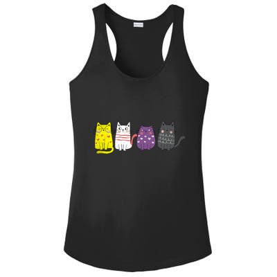 Cute Animal Cat Gift Non Binary Pride Agender Non Binary Ladies PosiCharge Competitor Racerback Tank