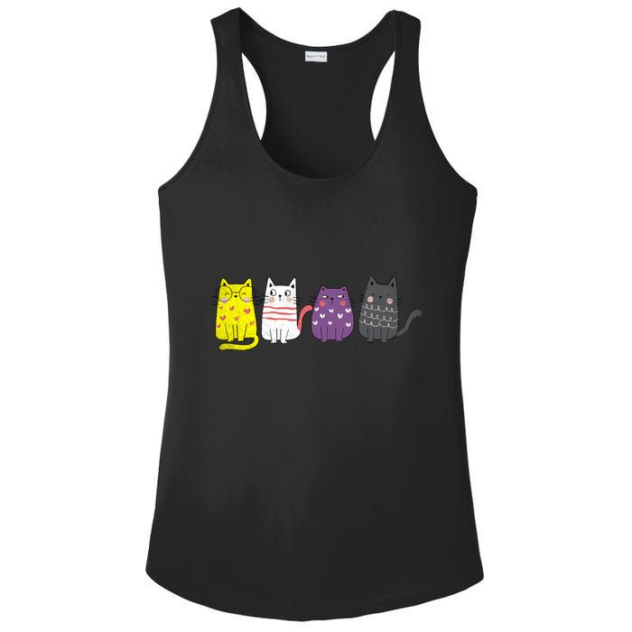 Cute Animal Cat Gift Non Binary Pride Agender Non Binary Ladies PosiCharge Competitor Racerback Tank