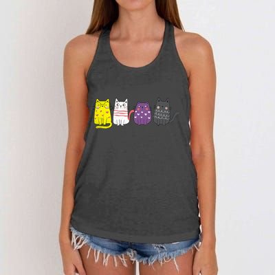 Cute Animal Cat Gift Non Binary Pride Agender Non Binary Women's Knotted Racerback Tank