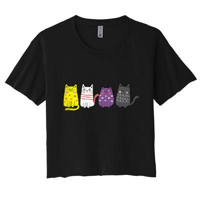 Cute Animal Cat Gift Non Binary Pride Agender Non Binary Crop Top