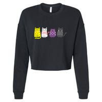 Cute Animal Cat Gift Non Binary Pride Agender Non Binary Cropped Pullover Crew