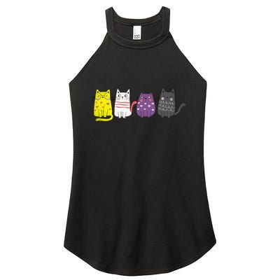 Cute Animal Cat Gift Non Binary Pride Agender Non Binary Women's Perfect Tri Rocker Tank