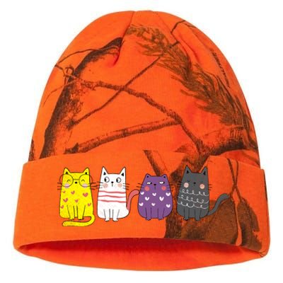 Cute Animal Cat Gift Non Binary Pride Agender Non Binary Kati Licensed 12" Camo Beanie