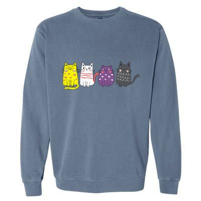Cute Animal Cat Gift Non Binary Pride Agender Non Binary Garment-Dyed Sweatshirt